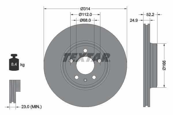 TEXTAR Тормозной диск 92159903