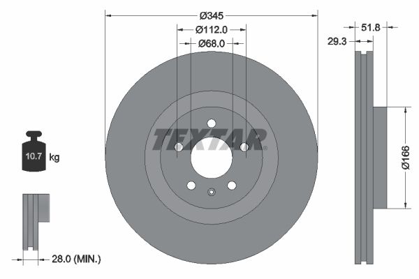 TEXTAR Тормозной диск 92160203