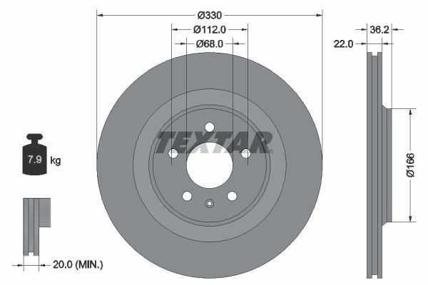 TEXTAR Тормозной диск 92160303