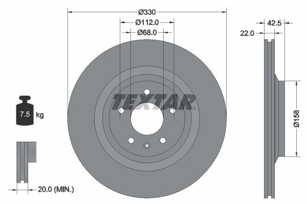 TEXTAR Тормозной диск 92160403