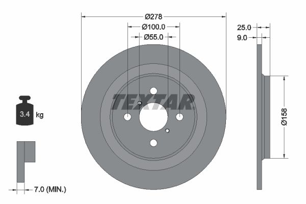 TEXTAR Тормозной диск 92161903