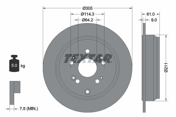 TEXTAR Тормозной диск 92162503