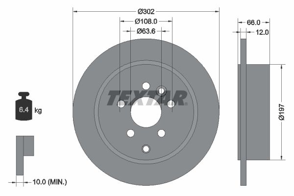 TEXTAR Тормозной диск 92162703