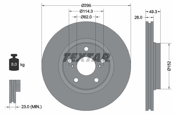 TEXTAR Тормозной диск 92163900