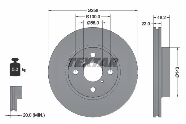 TEXTAR Тормозной диск 92164203