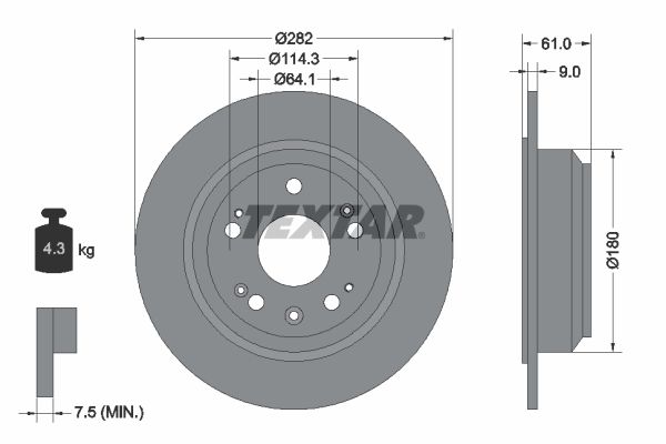 TEXTAR Тормозной диск 92165803