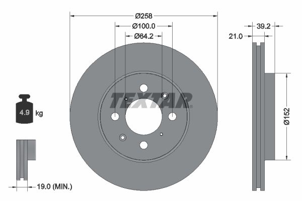 TEXTAR Тормозной диск 92165903