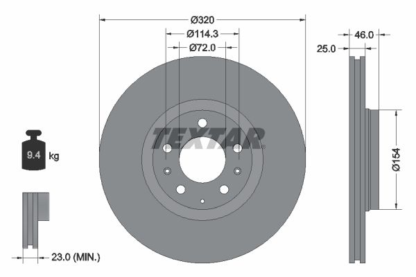 TEXTAR Тормозной диск 92166300