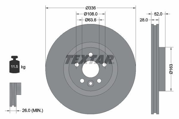 TEXTAR Тормозной диск 92168203