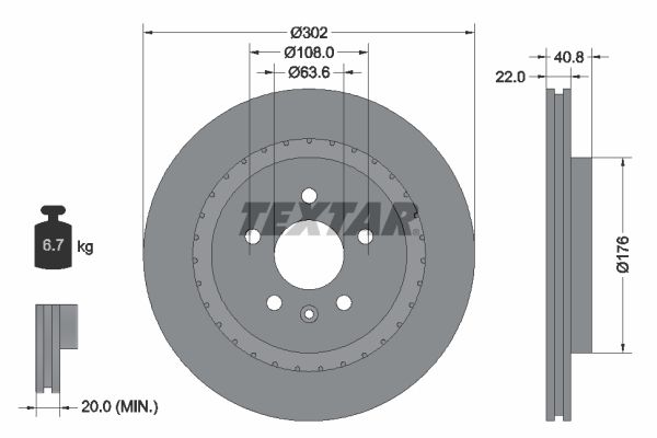 TEXTAR Тормозной диск 92168305