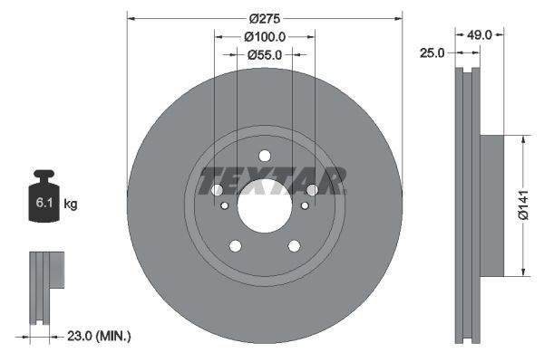 TEXTAR Тормозной диск 92173103