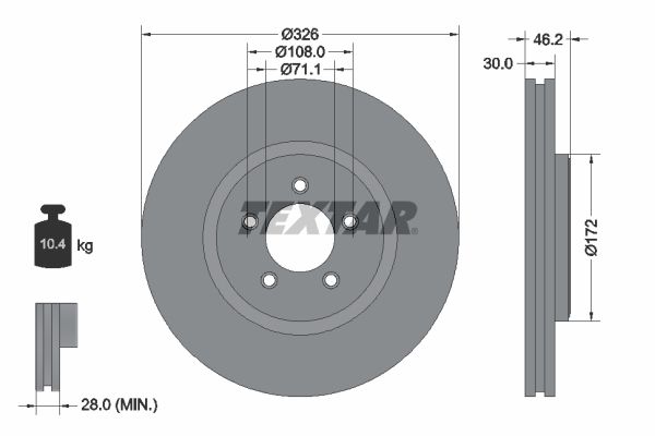 TEXTAR Тормозной диск 92173503