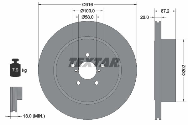TEXTAR Тормозной диск 92173703