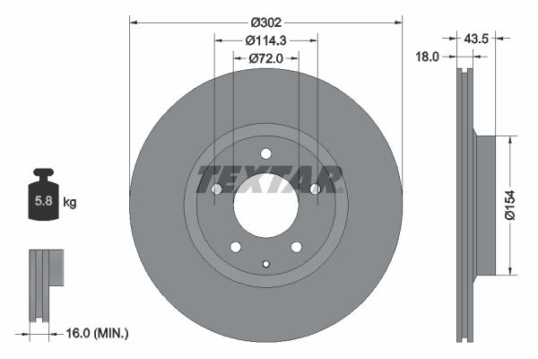 TEXTAR Тормозной диск 92174503