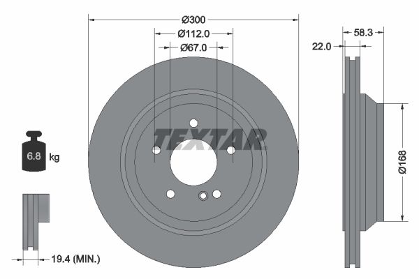 TEXTAR Тормозной диск 92176303