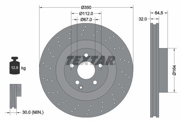 TEXTAR Тормозной диск 92176403