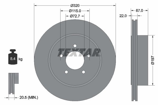 TEXTAR Тормозной диск 92177203