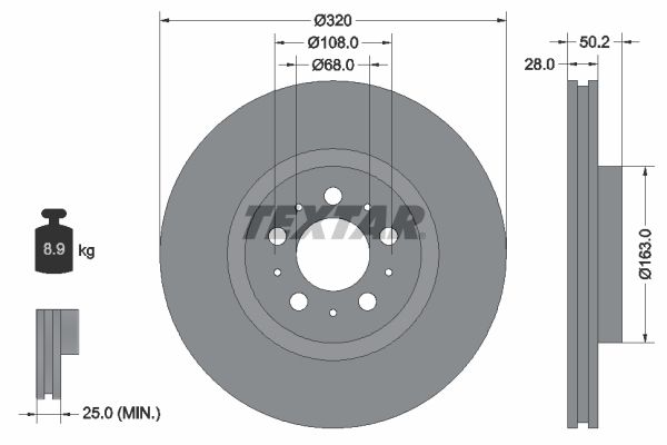 TEXTAR Тормозной диск 92178203