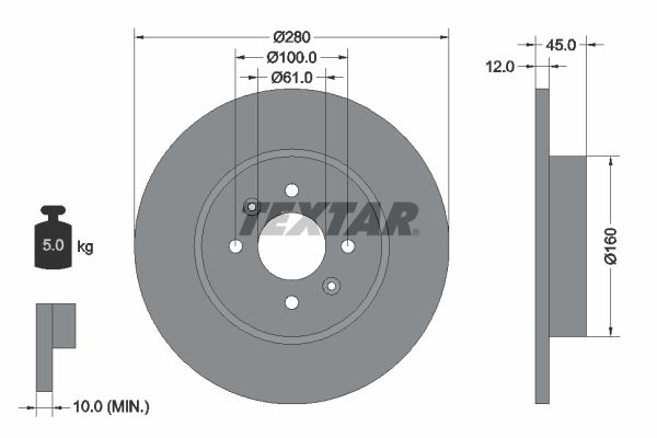 TEXTAR Тормозной диск 92181203