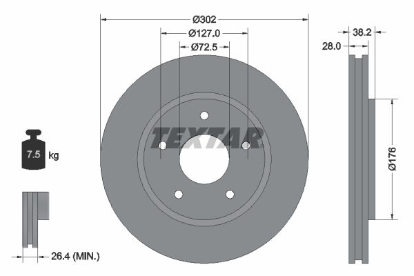 TEXTAR Тормозной диск 92181503