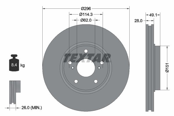 TEXTAR Тормозной диск 92185403