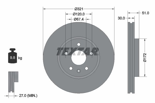 TEXTAR Тормозной диск 92187003