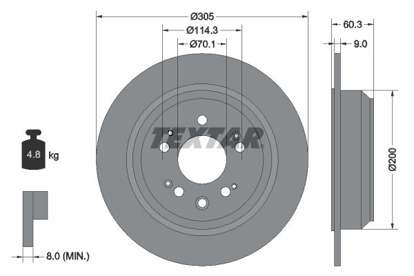 TEXTAR Тормозной диск 92195100