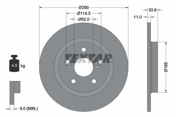 TEXTAR Тормозной диск 92195200