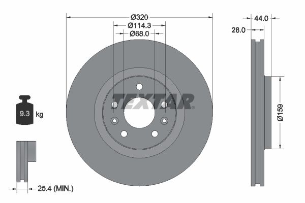 TEXTAR Тормозной диск 92195403