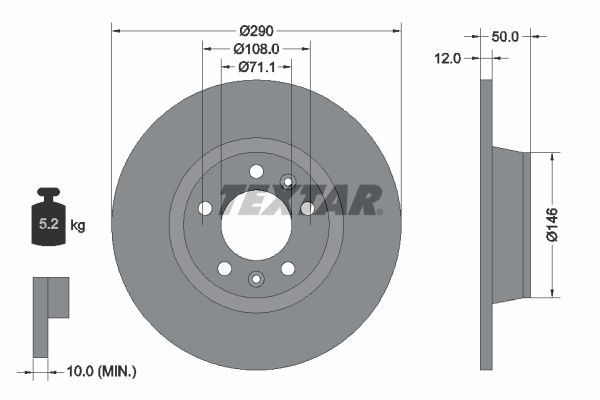 TEXTAR Тормозной диск 92195803