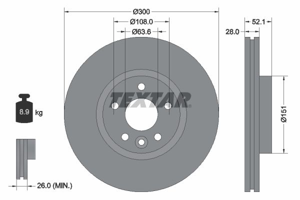TEXTAR Тормозной диск 92196903