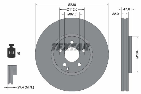 TEXTAR Тормозной диск 92198805