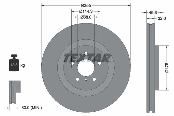 TEXTAR Тормозной диск 92199105