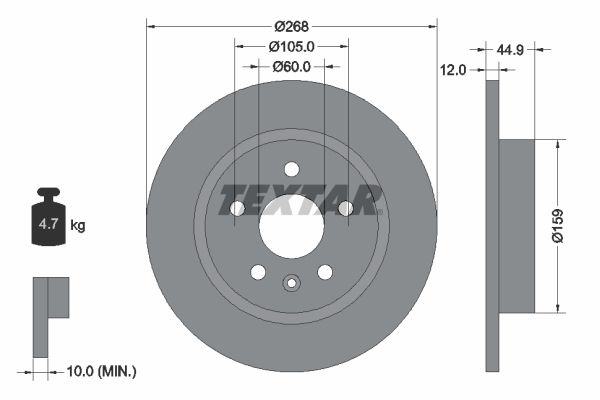 TEXTAR Тормозной диск 92205503