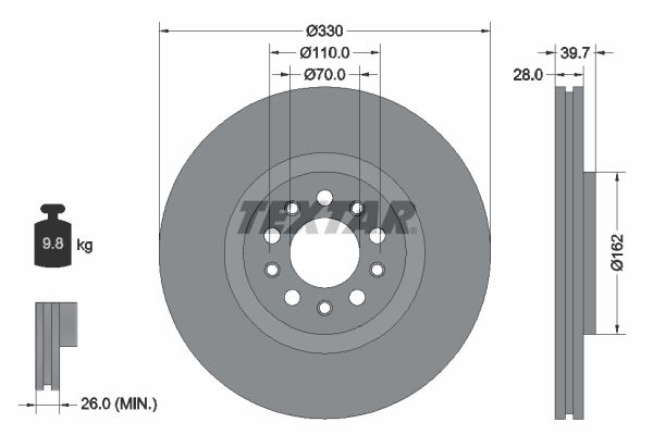 TEXTAR Тормозной диск 92220903