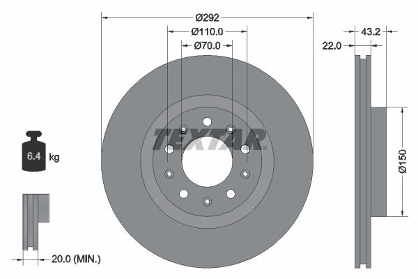 TEXTAR Тормозной диск 92221103