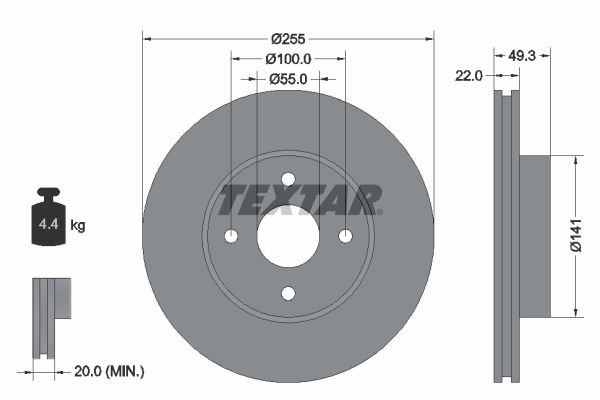 TEXTAR Тормозной диск 92226300