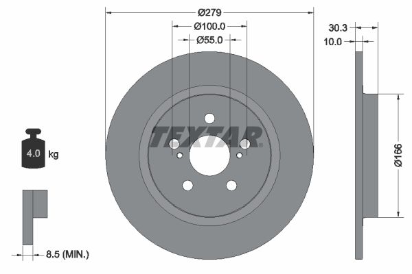 TEXTAR Тормозной диск 92228303