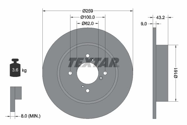 TEXTAR Тормозной диск 92231403