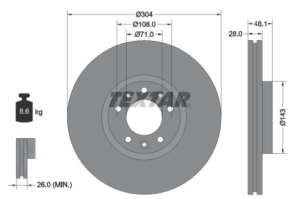 TEXTAR Тормозной диск 92232303