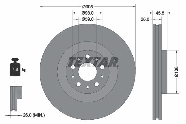 TEXTAR Тормозной диск 92237600
