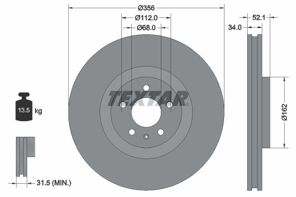TEXTAR Тормозной диск 92238203