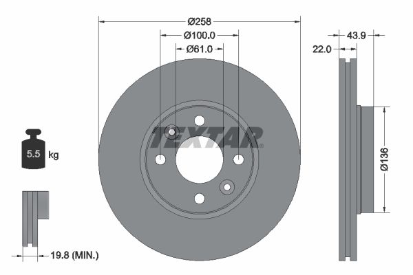 TEXTAR Тормозной диск 92241503