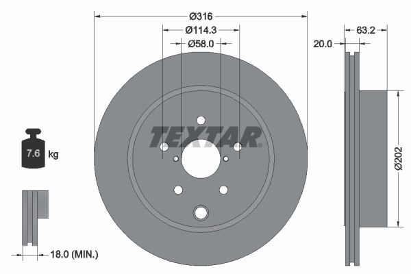 TEXTAR Тормозной диск 92243703