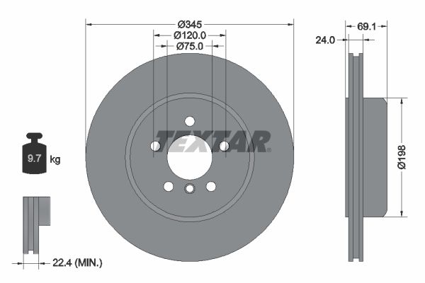 TEXTAR Тормозной диск 92253903