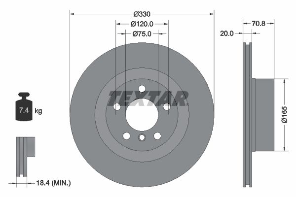 TEXTAR Тормозной диск 92256303