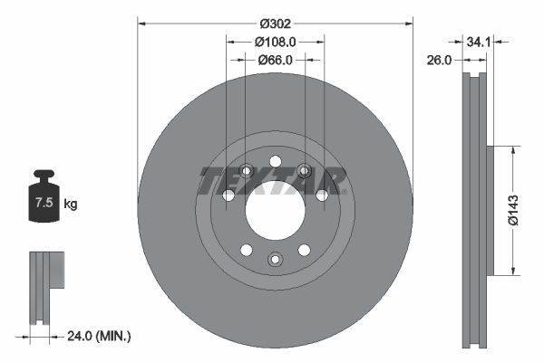 TEXTAR Тормозной диск 92268103