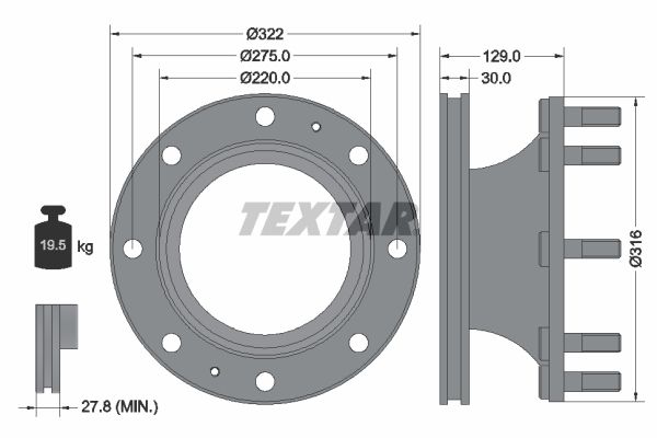TEXTAR Тормозной диск 93084700