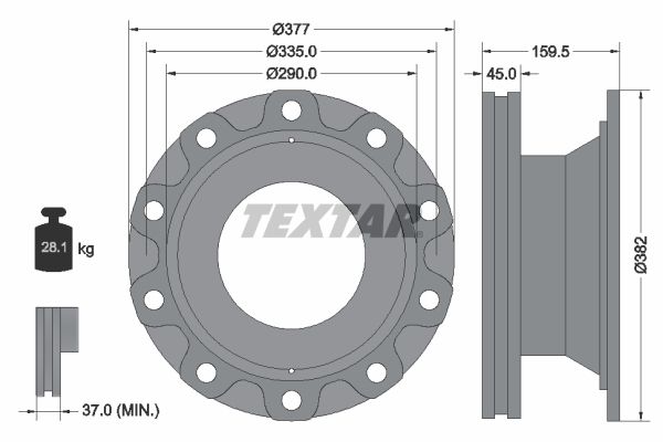 TEXTAR Тормозной диск 93104900