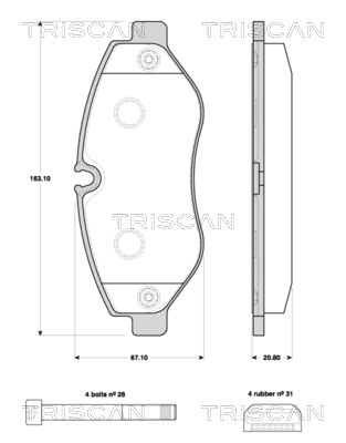 TRISCAN Комплект тормозных колодок, дисковый тормоз 8110 10557